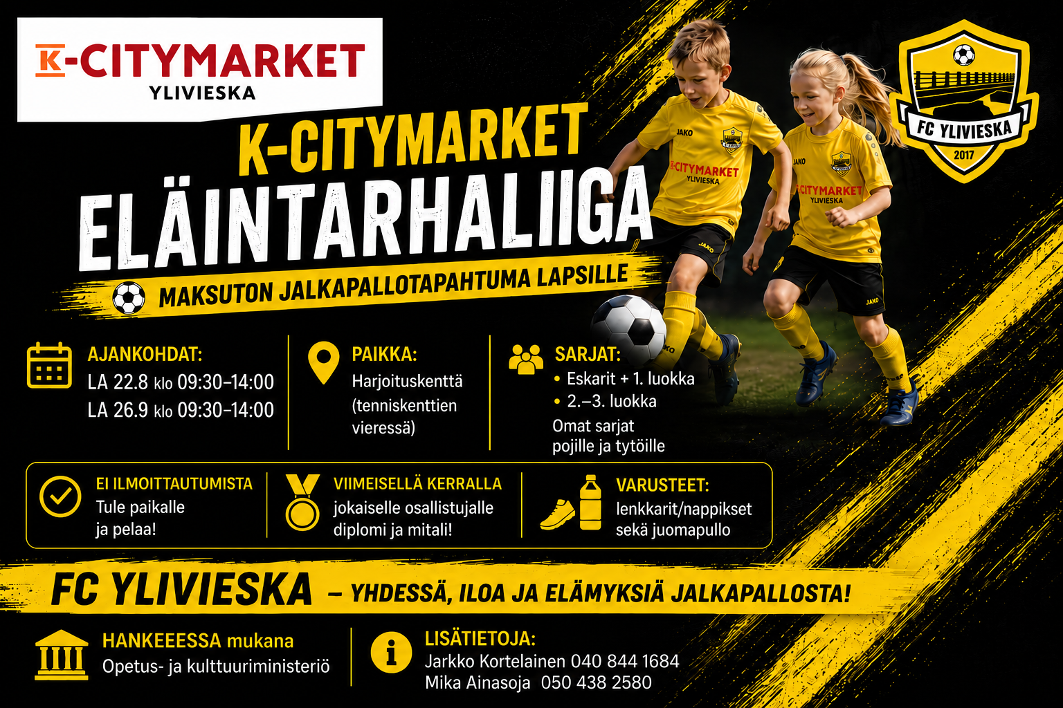 Tervetuloa K-Citymarket Eläintarhaliigaan syksyn eskarit - 3 luokkalaiset!