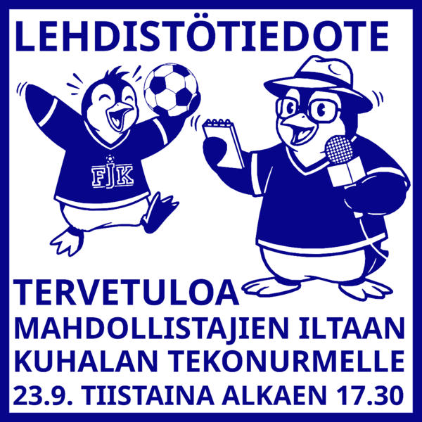 Lehdistötiedote: FJK kutsuu yhteisön Mahdollistajien iltaan 23.9. Kuhalan tekonurmelle
