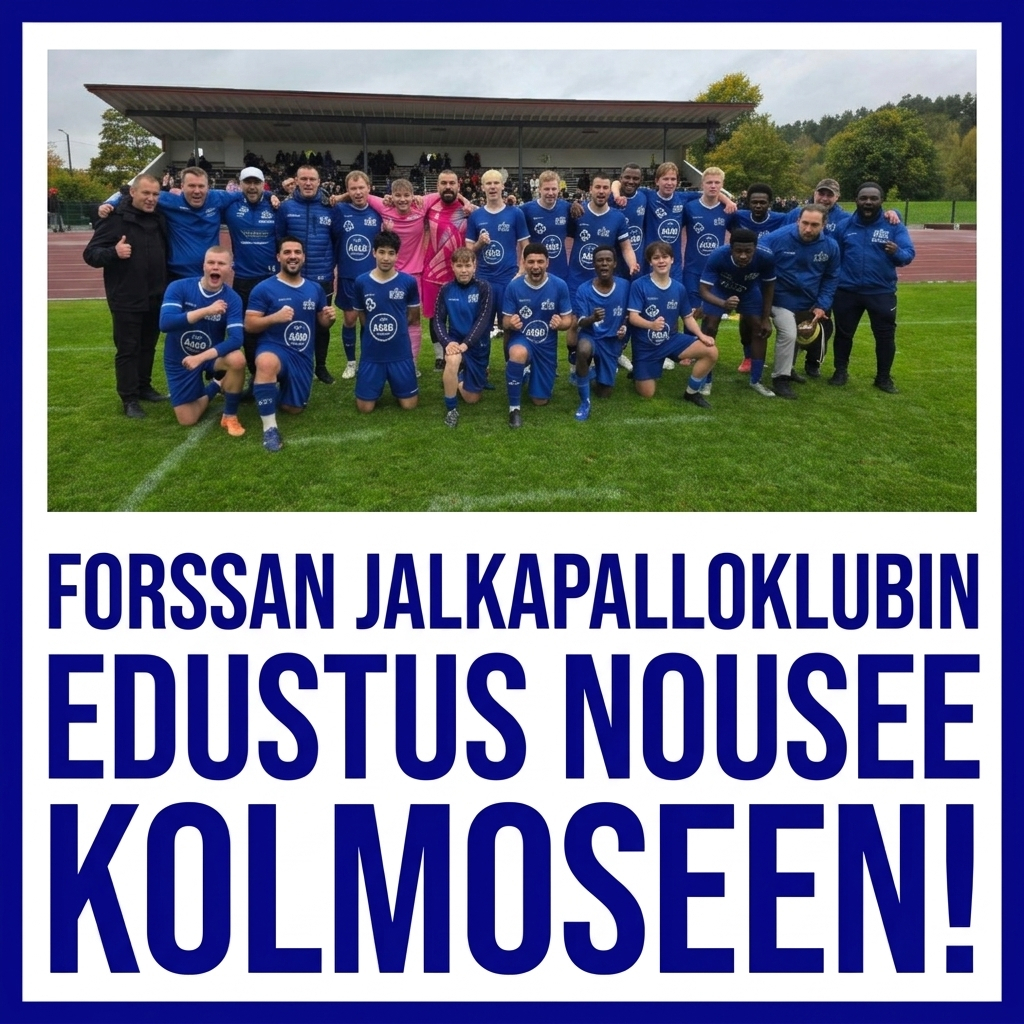 Lehdistötiedote: Forssan Jalkapalloklubin miesten edustusjoukkue nousee Kolmoseen