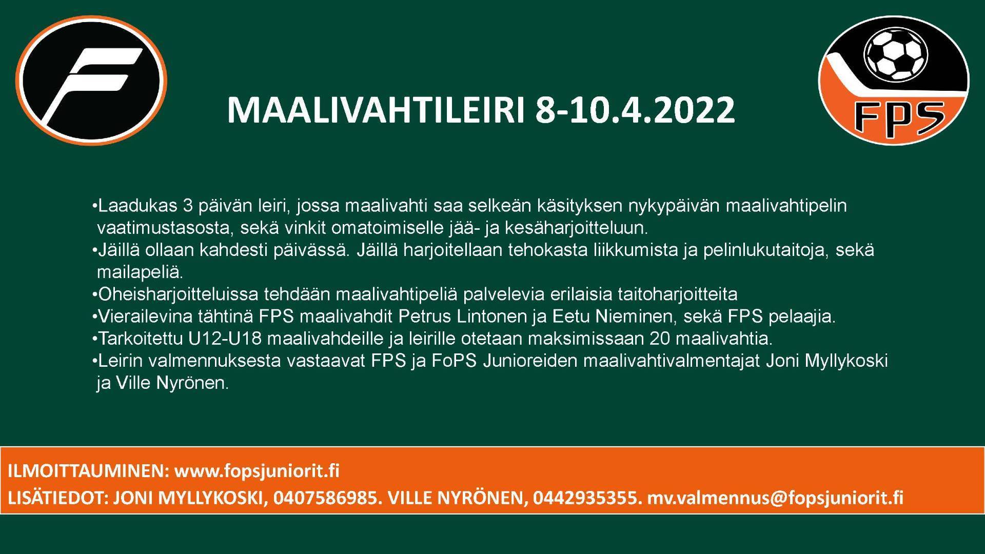 ​MAALIVAHTILEIRI 8-10.4.2022 