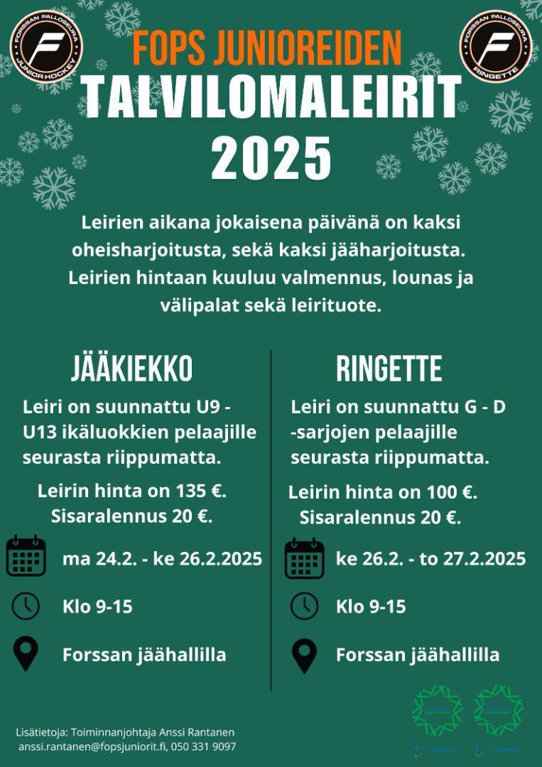 Talvilomaleiri jääkiekko ja ringette