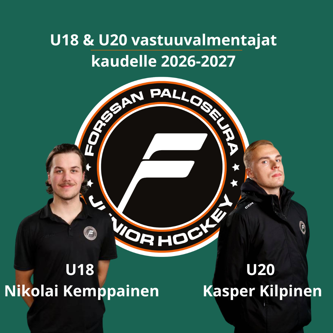U20 & U18 vastuuvalmentajat kaudelle 2026-2027