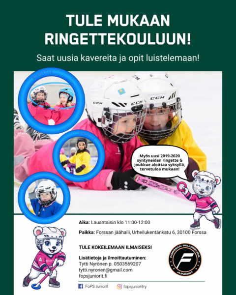 Ringettekoulu alkaa 12.9.!