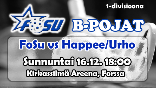 B-pojat vs Happee/Urho sunnuntaina 18:00