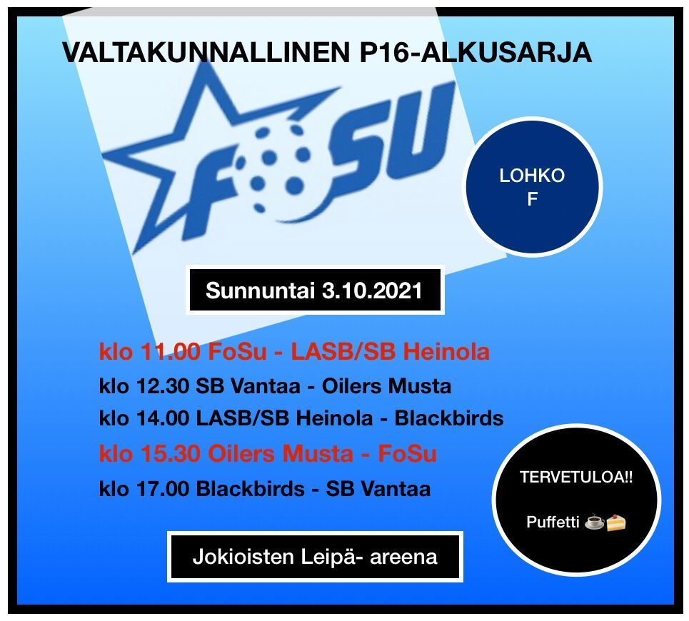 P16 varmisti paikan SM-sarjassa - Alkusarjan viimeinen turnaus Jokioisten Leipä Areenalla 3.10