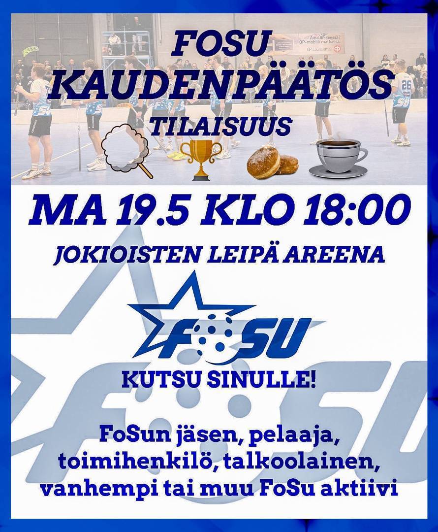 FoSun kauden päätöstilaisuus ma 19.5.2025 klo 18
