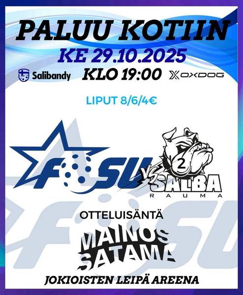 Edustus: kotiottelu keskiviikkona 29.10. klo 19 SalBaa vastaan