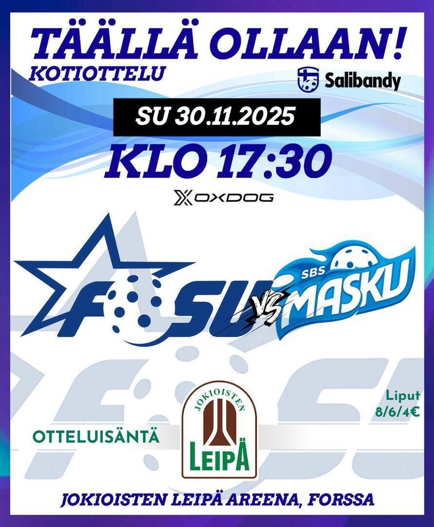 Edustus: kotiottelut jatkuu sunnuntaina 30.11.2025 klo 17:30