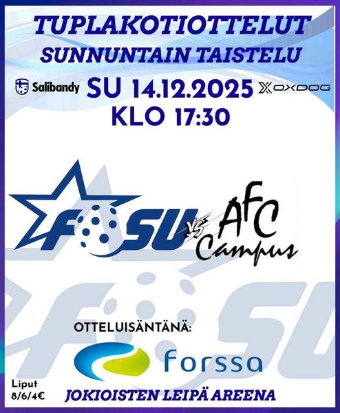 Edustus: tuplaviikonlopun sunnuntaipeli 14.12.2025 klo 17:30