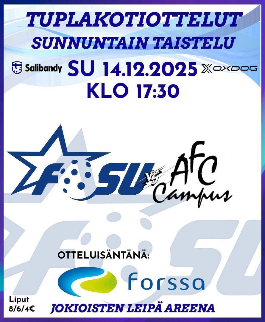 Edustus: tuplaviikonlopun sunnuntaipeli 14.12.2025 klo 17:30