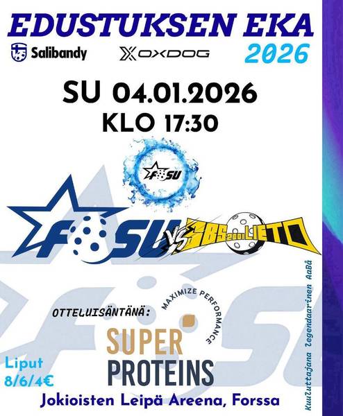 Edustus: vuoden ensimmäinen peli kotona su 4.1.2026 klo 17:30!