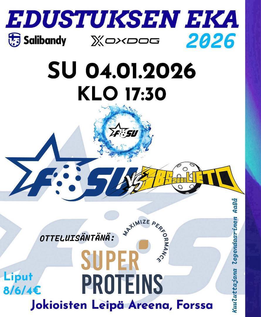 Edustus: vuoden ensimmäinen peli kotona su 4.1.2026 klo 17:30!