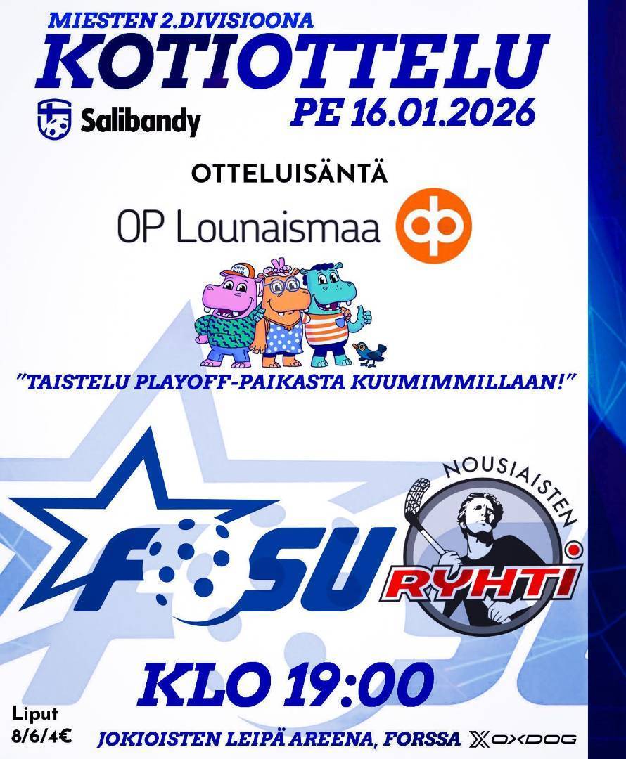 Edustus: Taistelu play off -paikasta tänään pe 16.1.2026!