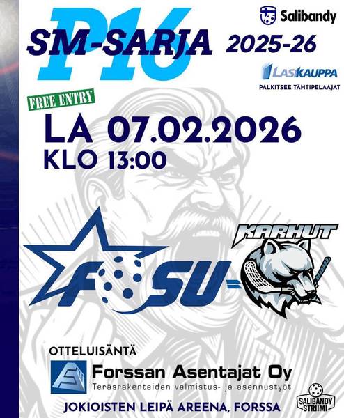 P16 SM-sarjaa lauantaina