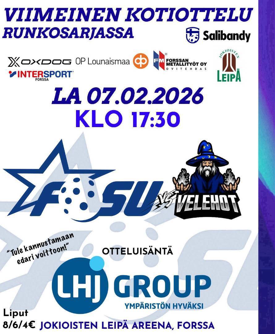 Edustus: Runkosarjan viimeinen kotiottelu la 7.2.2026 klo 17:30