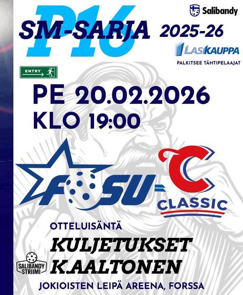 P16 SM-Sarjaa perjantaina