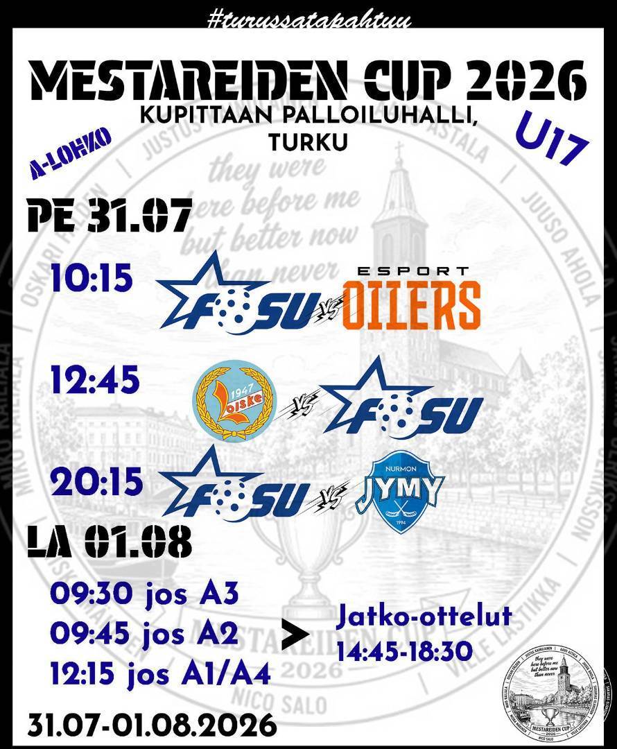 U17 Mestareiden Cuppiin 31.7-1.8.2026