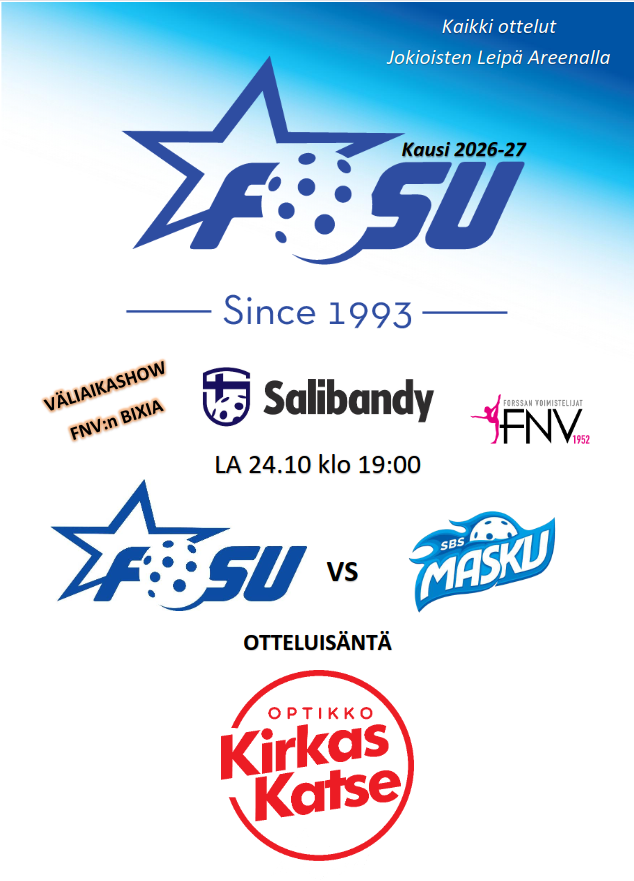 Edustus: lauantai-illan kotipelin käsiohjelma FoSu-SBS Masku klo 19:00