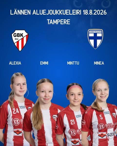 GBK:n 2012--syntyneitä tyttöjä Lännen aluejoukkueleirille 