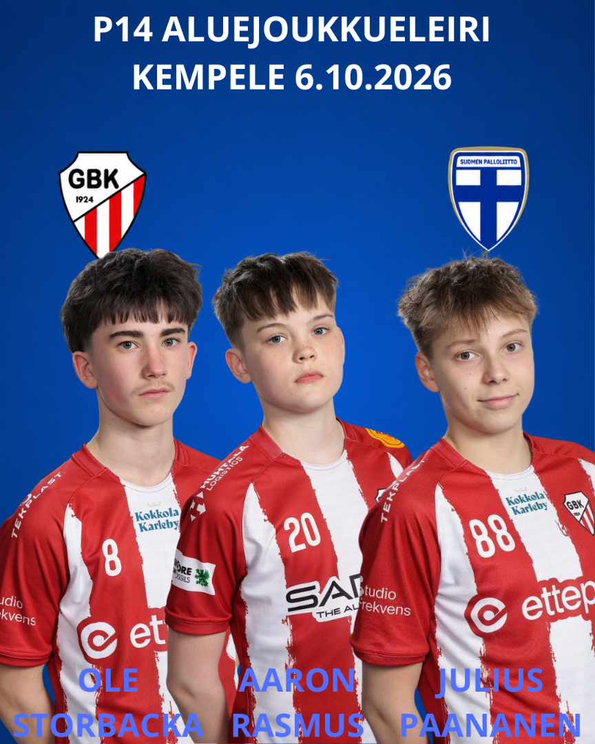 14-vuotiaita poikia aluejoukkueleirille