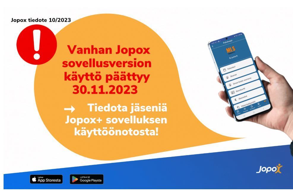 Vanhan Jopoxin käyttö päättyy 30.11.2023!