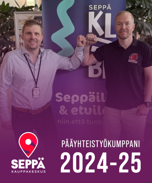 Kauppakeskus Seppä jatkaa Happeen pääyhteistyökumppanina kaudella 2024-25!