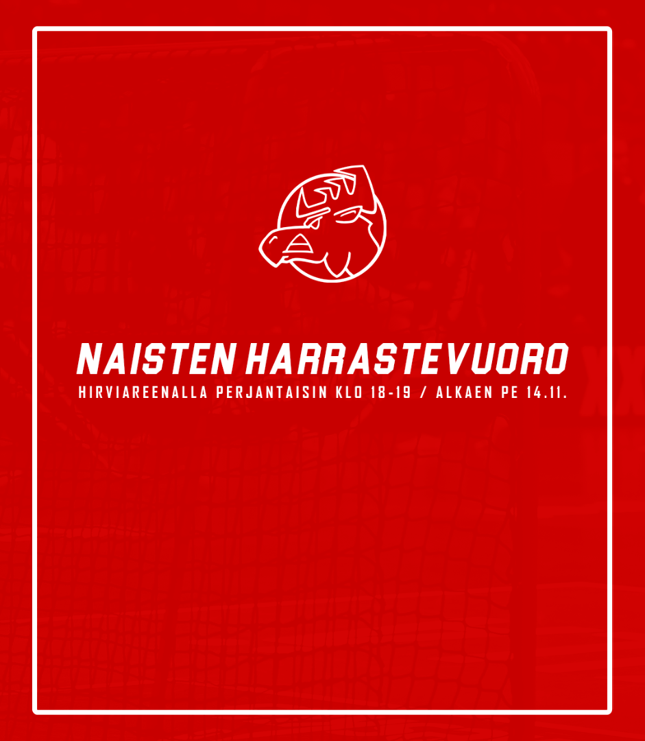 Naisten harrastevuoro perjantaisin Hirviareenalla klo 18-19! Vuorot alkavat 14.11.