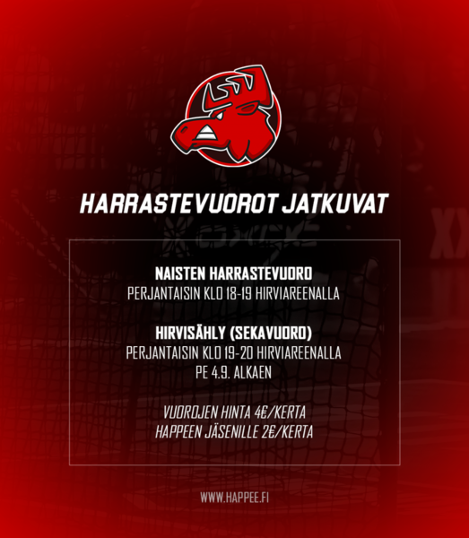 Aikuisten harrastevuorot jälleen käyntiin Hirviareenalla
