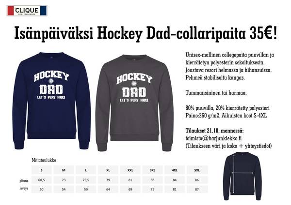 Isänpäiväksi Hockey Dad-collaripaita!