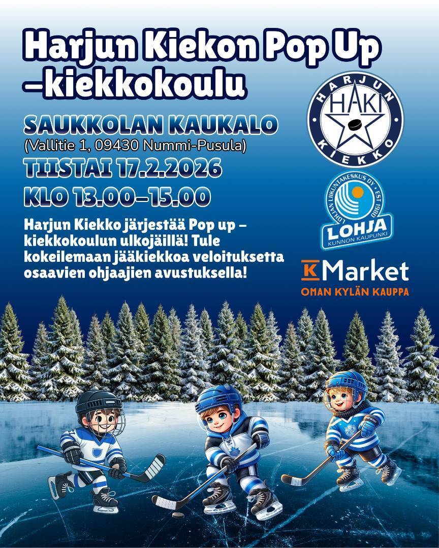 Hiihtolomalla Saukkolan Pop Up-kiekkokoulu!