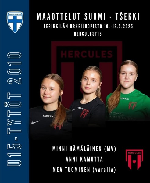 Minni Hämäläinen ja Anni Kamutta U15(2010) maajoukkueeseen