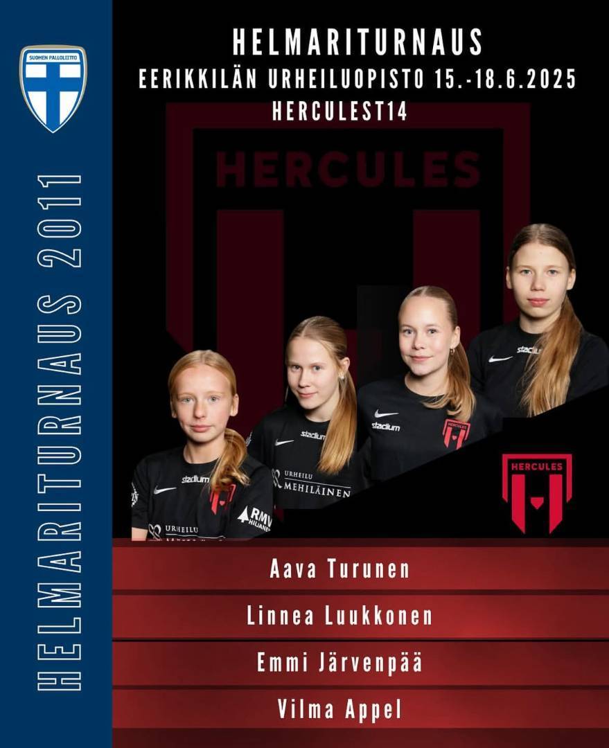 U14-tyttöjen Helmariturnaukseen Hercules-pelaajia