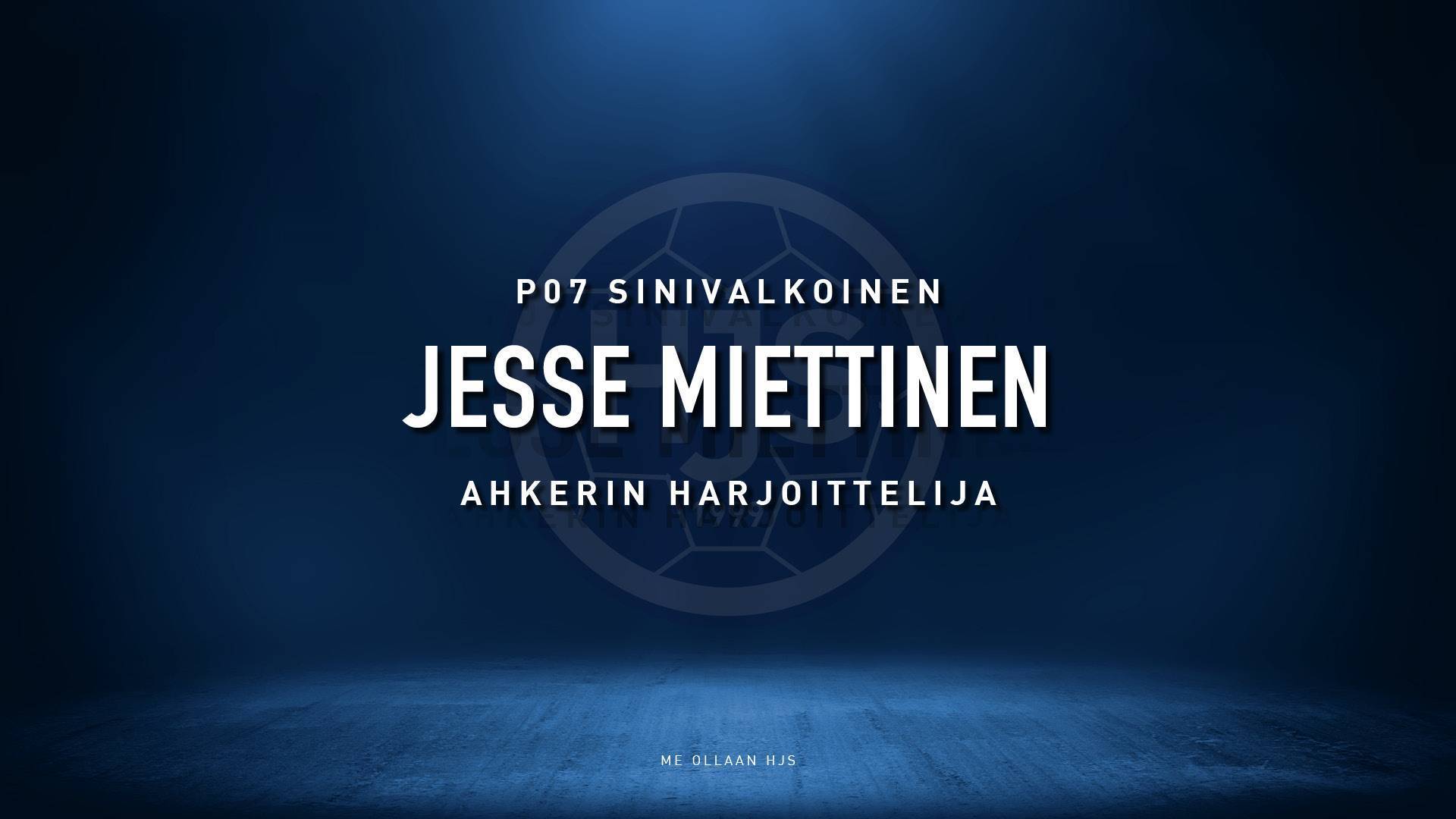 P07 sinivalkoinen Ahkerin harjoittelija -palkinto. Onnea Jesse!