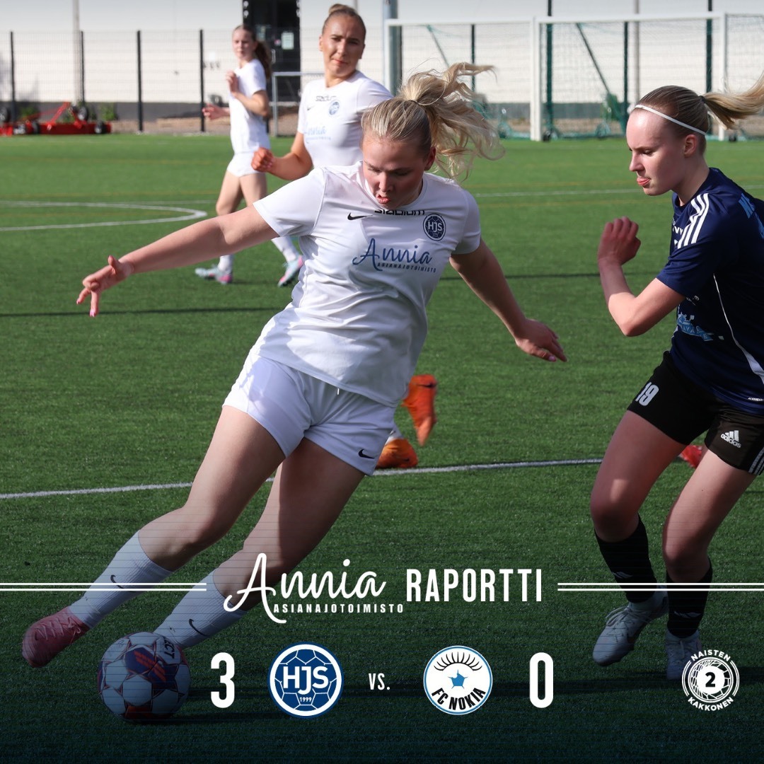 Otteluraportti: Naisten Kakkonen HJS–FC Nokia 18.05.2025 Pulleri 4 TN: 3–0 (2–0)