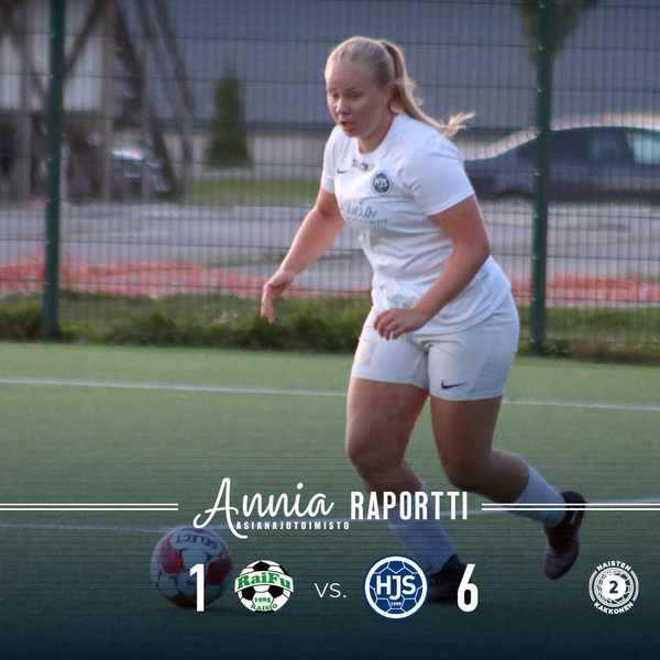 Otteluraportti: Naisten Kakkonen RaiFu–HJS 20.08.2025: 1–6 (0–3)