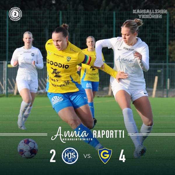 Otteluraportti: Ykkösen Nousukarsinta HJS–IF Gnistan 19.10.2025: 2–4 (2–2)