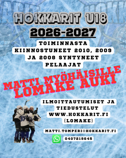 U18 kausi 26-27 (Matti Myöhäisille ilmoittautuminen auki)