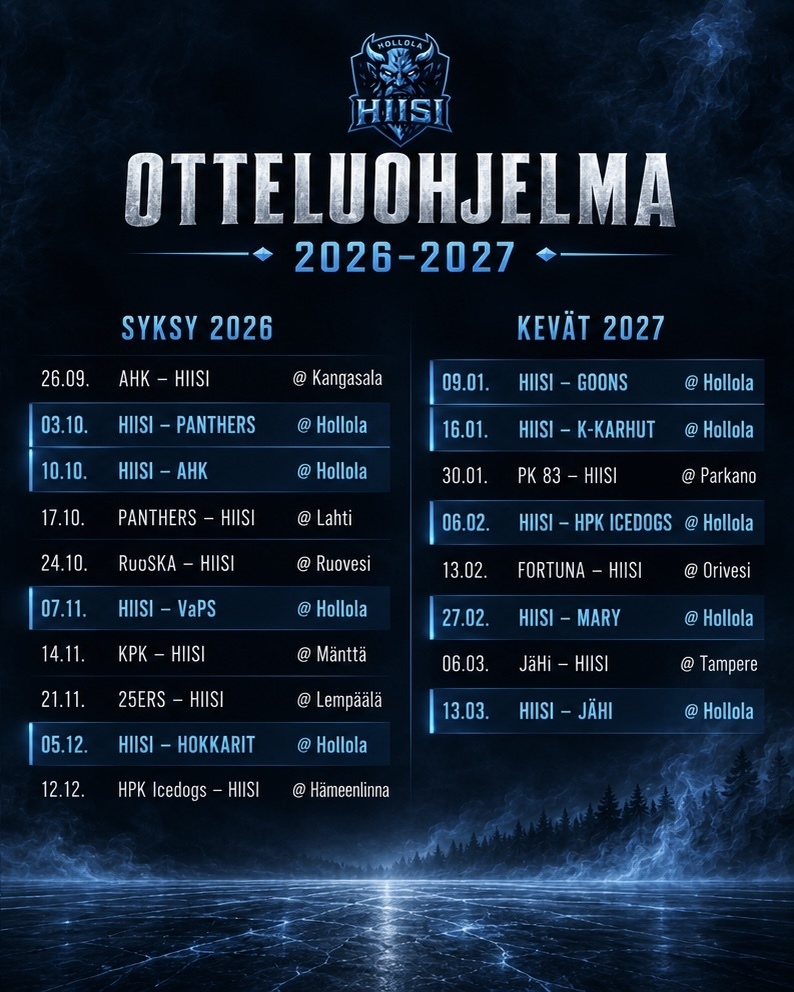 Otteluohjelma kaudelle 2026–2027 on julkaistu