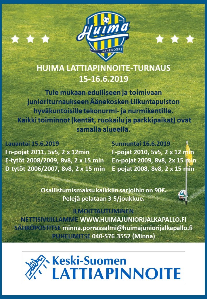 Huima Lattiapinnoite-turnaus la 15.6. otteluohjelmat