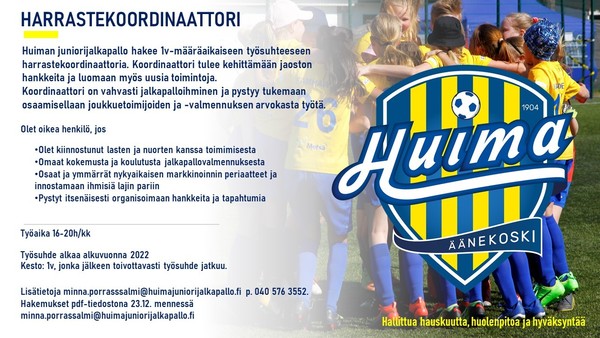 Juniorijalkapallo hakee harrastekoordinaattoria