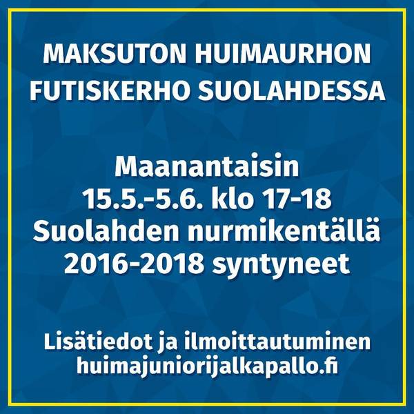 HuimaUrhon futiskerho Suolahdessa 15.5.-5.6.