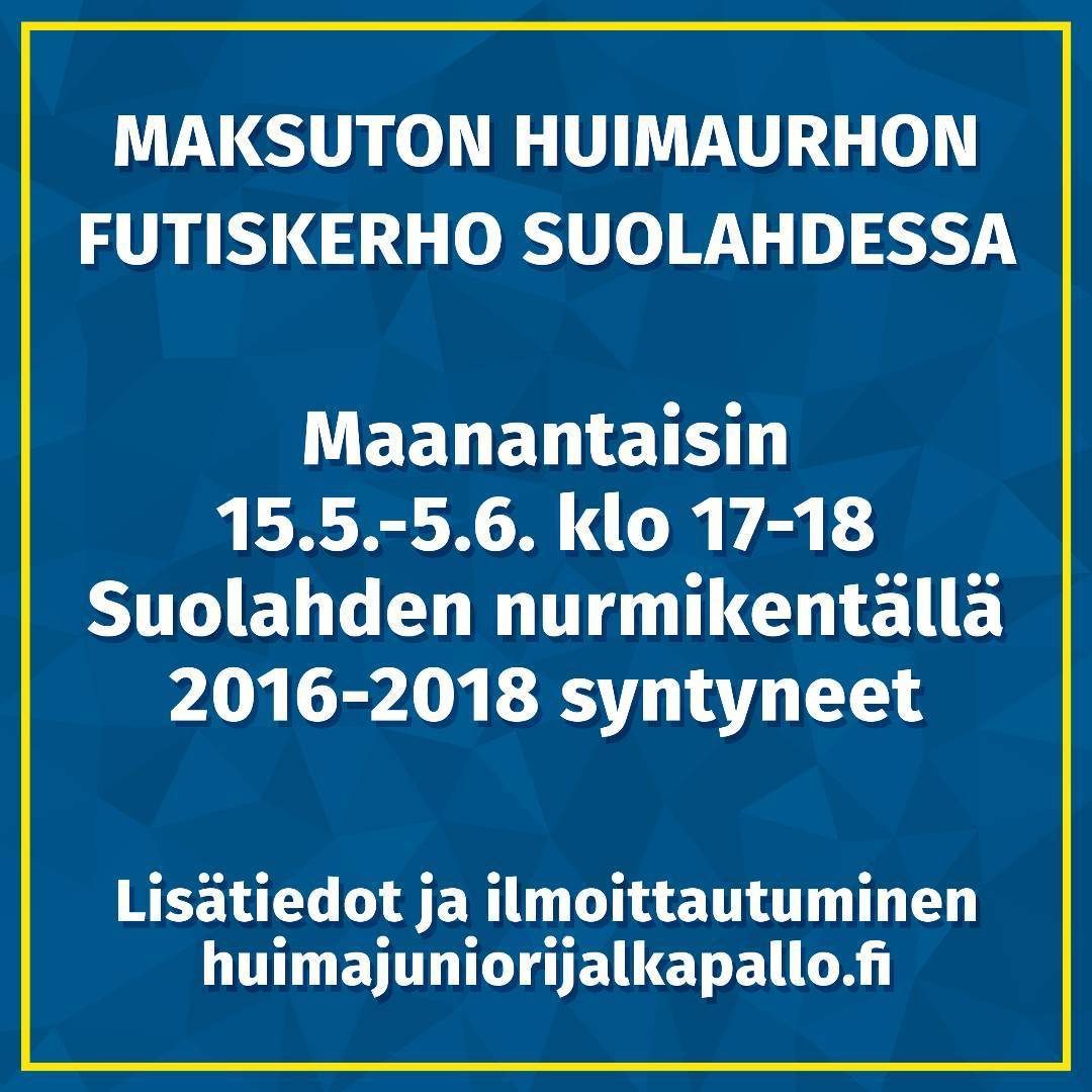 HuimaUrhon futiskerho Suolahdessa 15.5.-5.6.