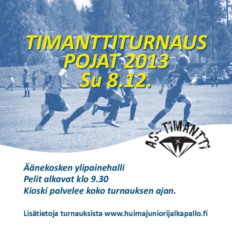 Poikien 2013 Timantti-turnaus pelataan su 8.12.