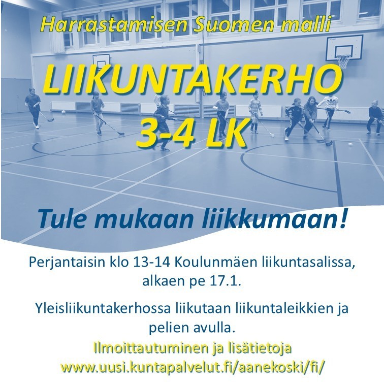 Tammikuussa alkaa yleisliikuntakerho 3-4 luokkalaisille