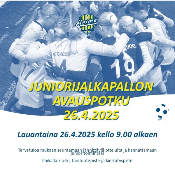 Juniorijalkapallon Avauspotku-tapahtuma pelataan la 26.4.