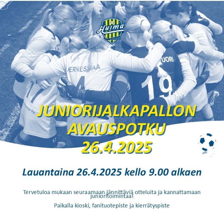 Juniorijalkapallon Avauspotku-tapahtuma pelataan la 26.4.