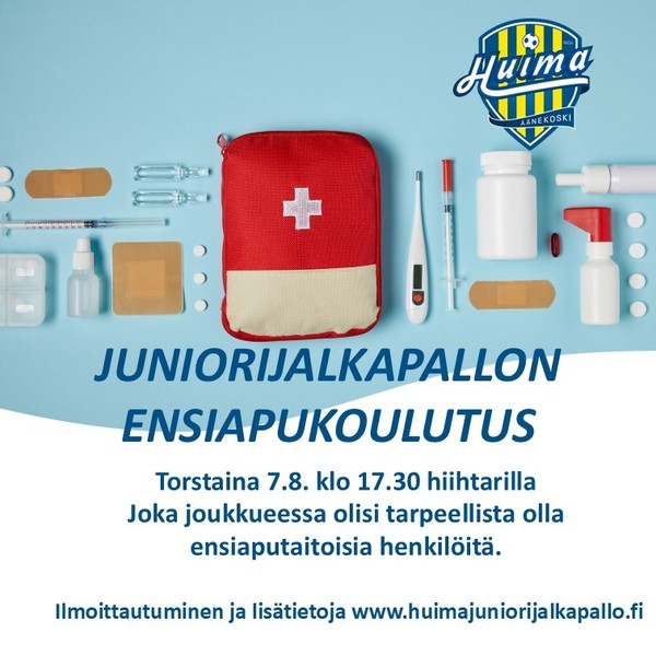 Juniorijalkapallon ensiapukoulutus to 7.8. 