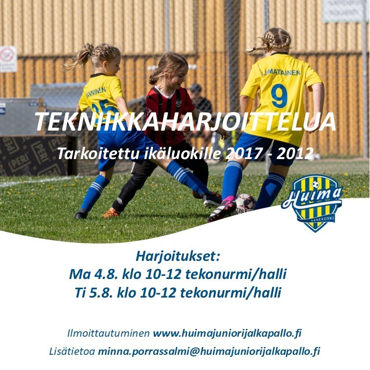 Tekniikkakisaharjoittelua tarjolla ma 4.8. ja ti 5.8.