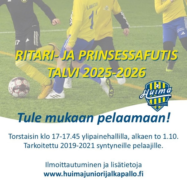 Talven ritari- ja prinsessafutiksen ilmoittautuminen avattu