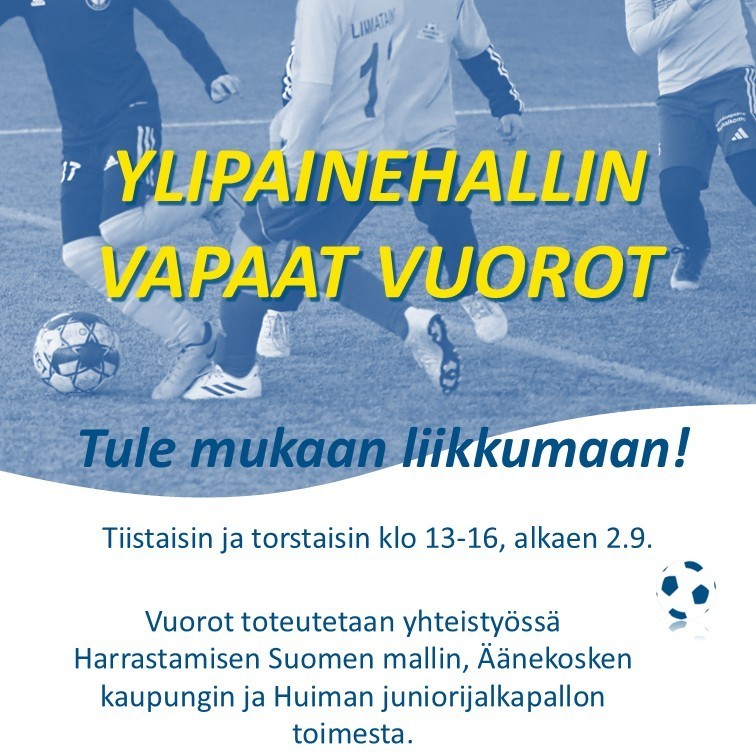 Vapaat vuorot alkaa viikolla 36 hallilla
